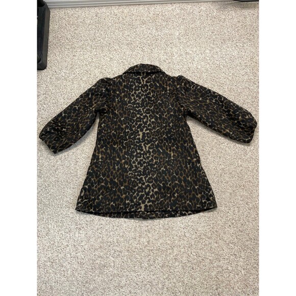 Leopard Print Puff Sleeve Dress Coat – Vintage Glam Holiday Party Jacket Small - Picture 6 of 11